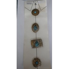 Set of Vintage Silver Plate Turquoise Native American Button Covers
